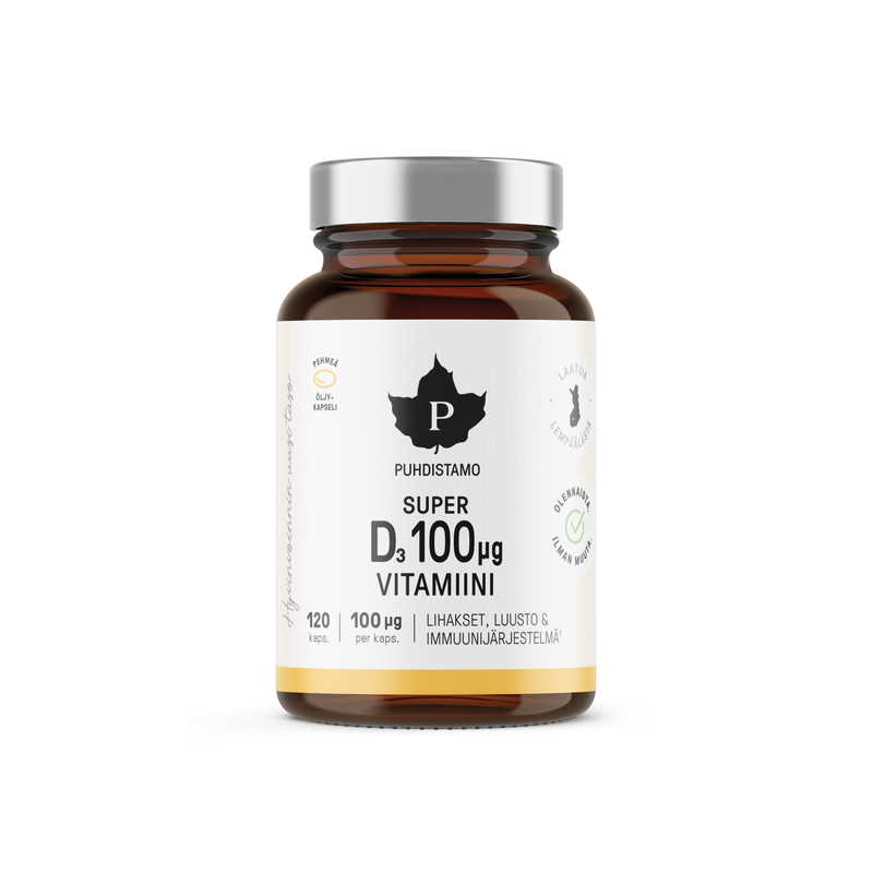 Puhdistamo | Super D-vitamiini 100 &mu;g - 120 kaps