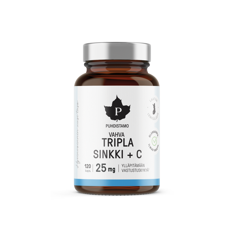 Puhdistamo | Tripla Sinkki + C 25 mg - 120 kaps